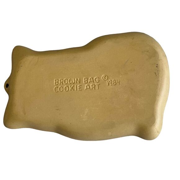 Brown Bag Cookie Art Cat Flowers Clay Stoneware Mold Vintage 1984 - Picture 2 of 4